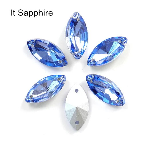 lt sapphire Высококачественные цветные хрустальные стразы в виде конского глаза, пришитые сзади, стразы в виде листьев для свадебного платья B3676 - Цвет: lt sapphire