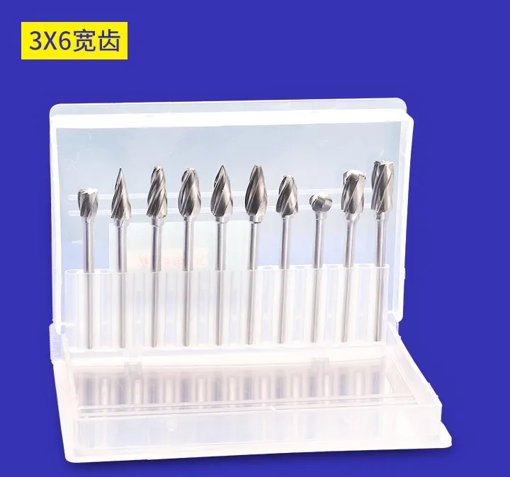 

10pcs/set 3*6mm carbide rotary cutter wide tooth Carbide alloy Rotary Point Burr Milling Cutters Die Grinder Shank For The Mill