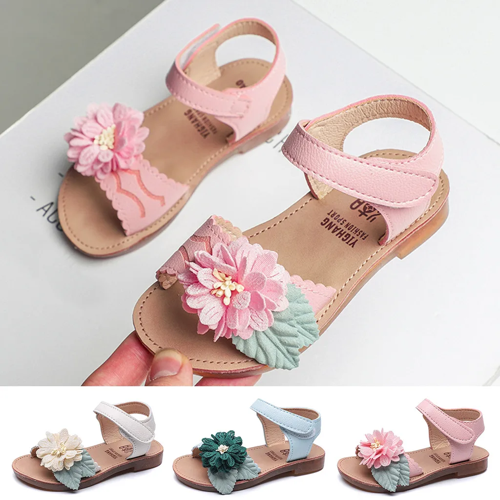 Летние Стильные Детские сандалии красивая обувь принцессы с открытым носком и
