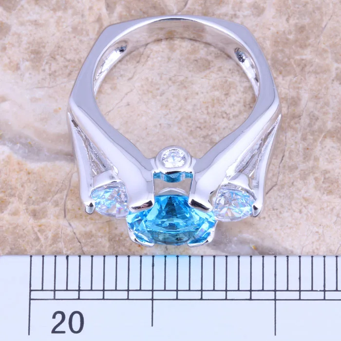 Heavenly Blue Cubic Zirconia White CZ Silver Plated Women's Jewelry Ring Size 6 / 7 8 9 R1450 | Украшения и аксессуары