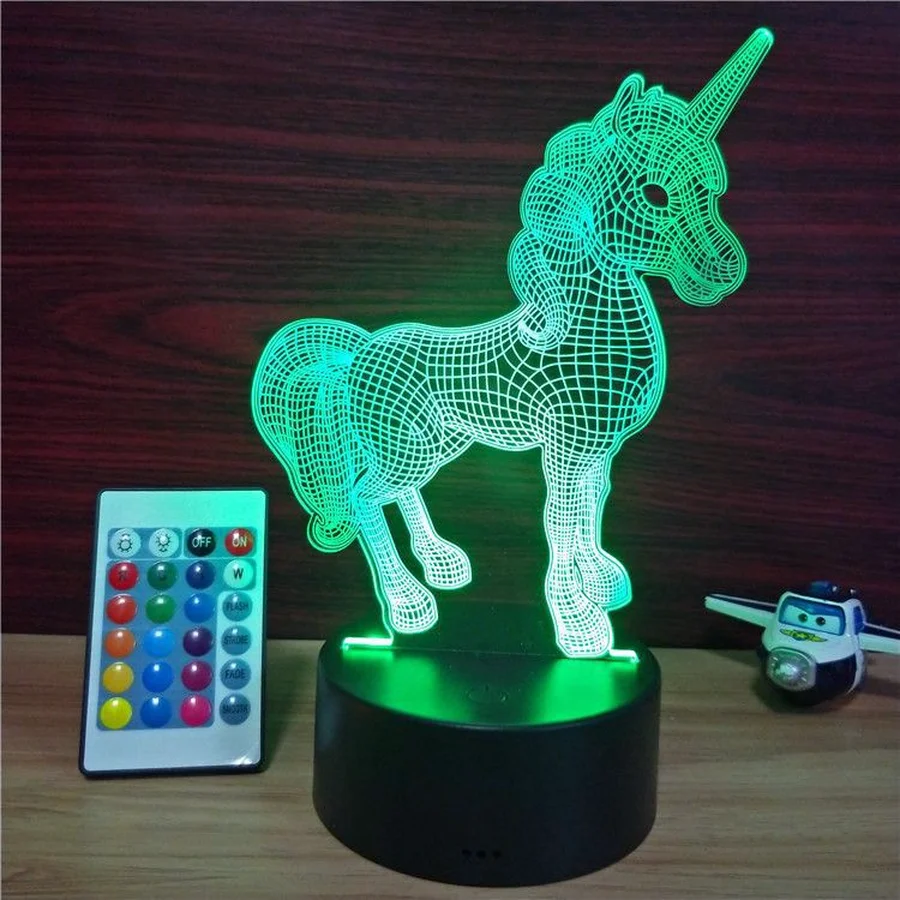 Горячая Единорог 3D ночник сенсорные настольные лампы 7 цветов меняющие свет