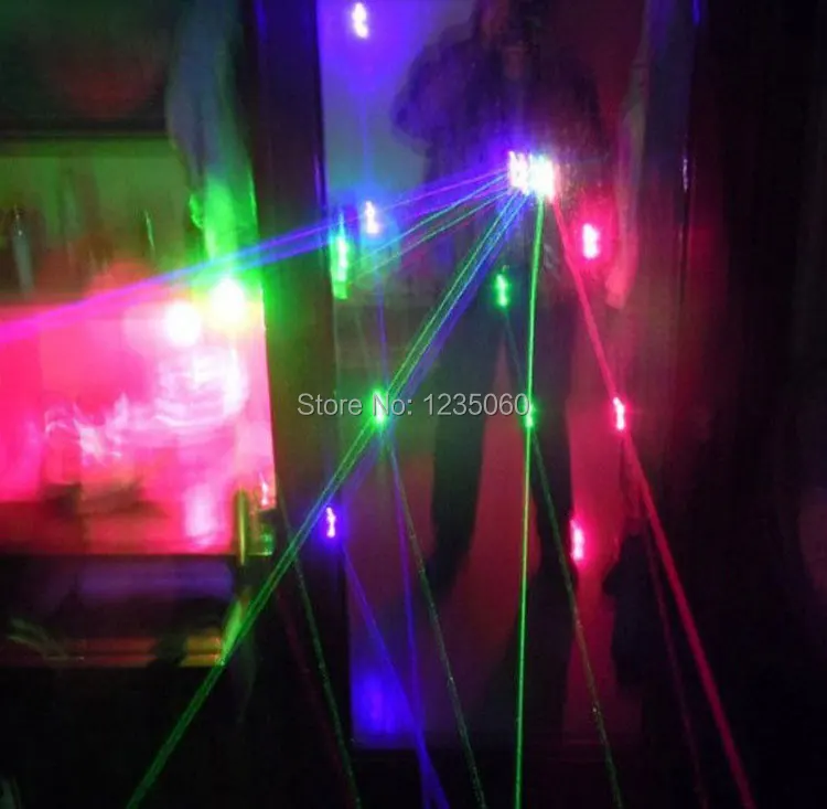 2 в 1 многолинейные лазерные перчатки RGB с зелеными красными синими для