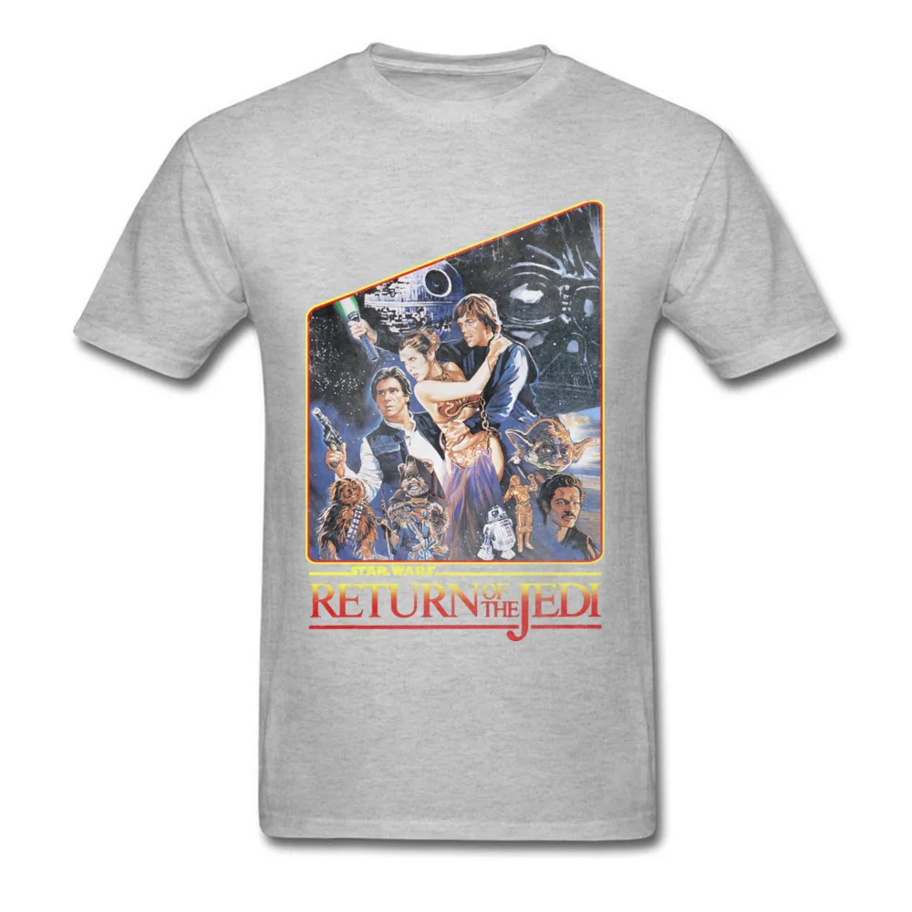 Star Wars Episode VI T Shirt Men Tshirt 80s T-shirt Classic Comics Clothing Retro Movie Tops Graphic Tees No Fade Plus Size - Цвет: Серый