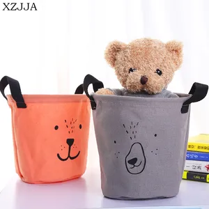 XZJJA Милая хлопковая льняная коробка для хранения игрушек, корзины, складной туалетный стол настольный органайзер для макияжа, нижнее белье, контейнер для косметики