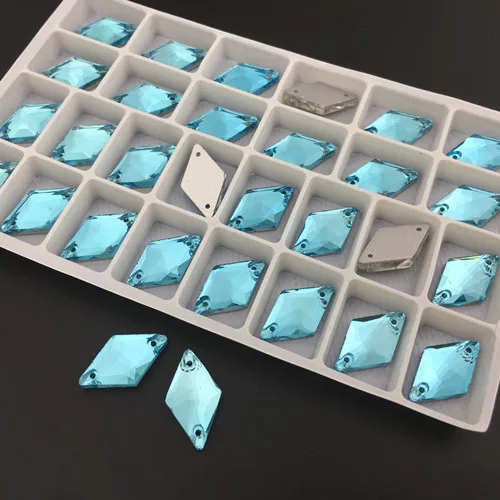 aquamarine 11x19 мм Стекло с украшением в виде кристаллов с рисунком ромба; sew On Stone AB, Сиам, красный, Цвет Flatback 2 отверстия шитье бисера Ювелирных изделий - Цвет: aquamarine