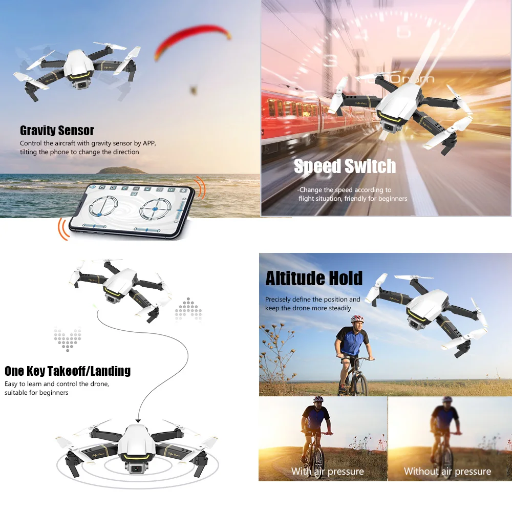 Складной мини Дрон GW89 Радиоуправляемый с камерой hd 1080P 2 Мп Wi Fi FPV батареей 2/3 VS E58