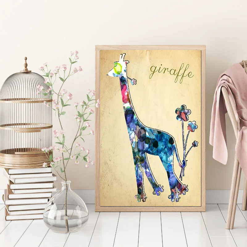 Nordic water color simple abstract deer frameless painting Wall Pictures for Living Room Canvas on the wall no Framed | Дом и сад