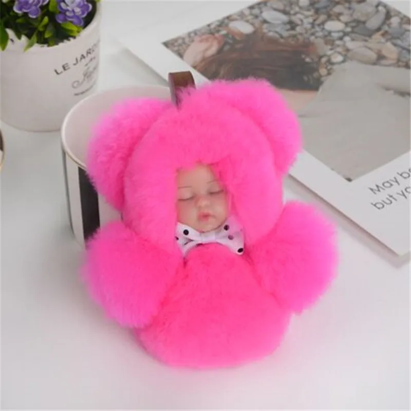 Christmas Fur Keychains Rex Rabbit fur fluffy pendant Mengmeng dead hair GIFT PENDANT new year bag Key chain car ornaments | Украшения и