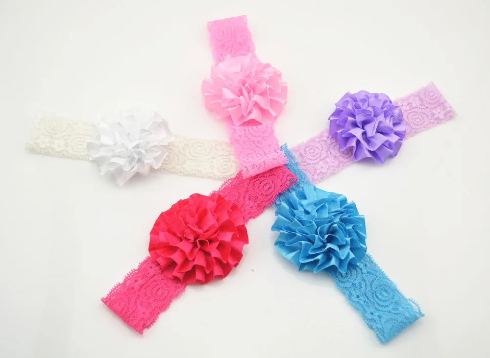 Модная красивая детская повязка для волос с цветами однотонная Милая бутиковая