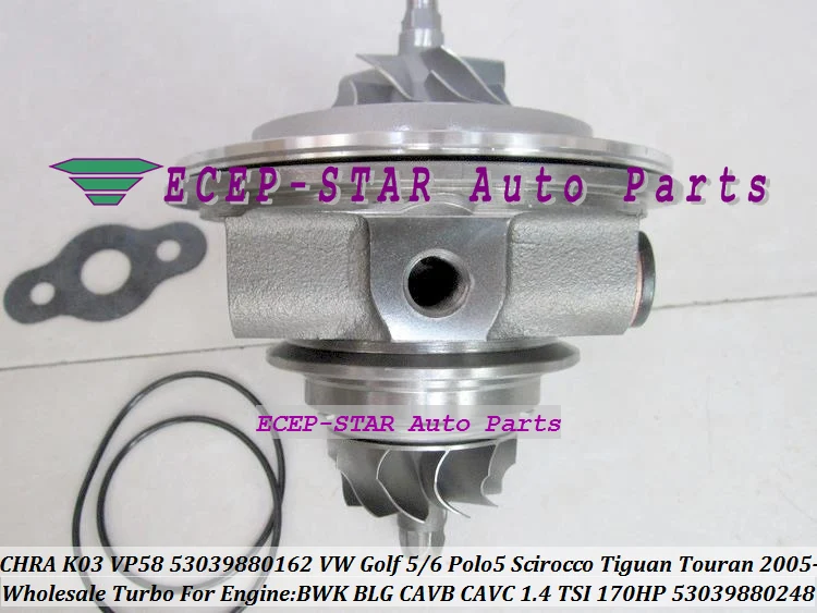 Фото Бесплатная доставка, турбокартридж CHRA Core K03 53039700248 53039700162 для VW Golf GT 5 Polo 5 Tiguan Touran BWK BLG CAVB CAVC 1.4L TSI №5