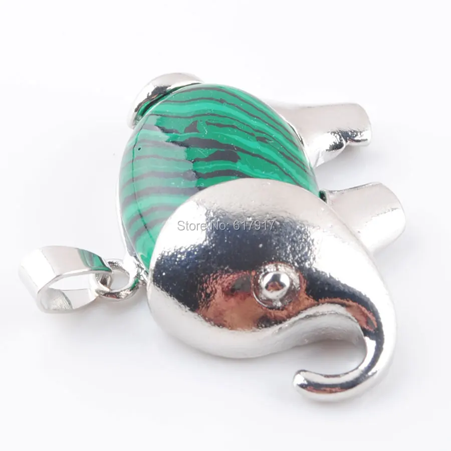 Бесплатная доставка зеленый малахитовый камень энергии милый слон подвески для