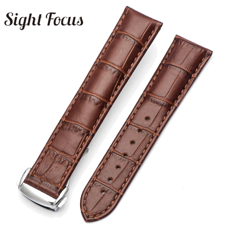 18mm 19mm 20mm 21mm Leather Strap for Omega Watch Speed Seamaster Band Strap Deployant Clasp Black Brown Watchband Bracelet Belt