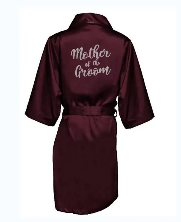 Burgundy new bride bridesmaid robe mother sister of the bride wedding gift bathrobe kimono satin robes 001