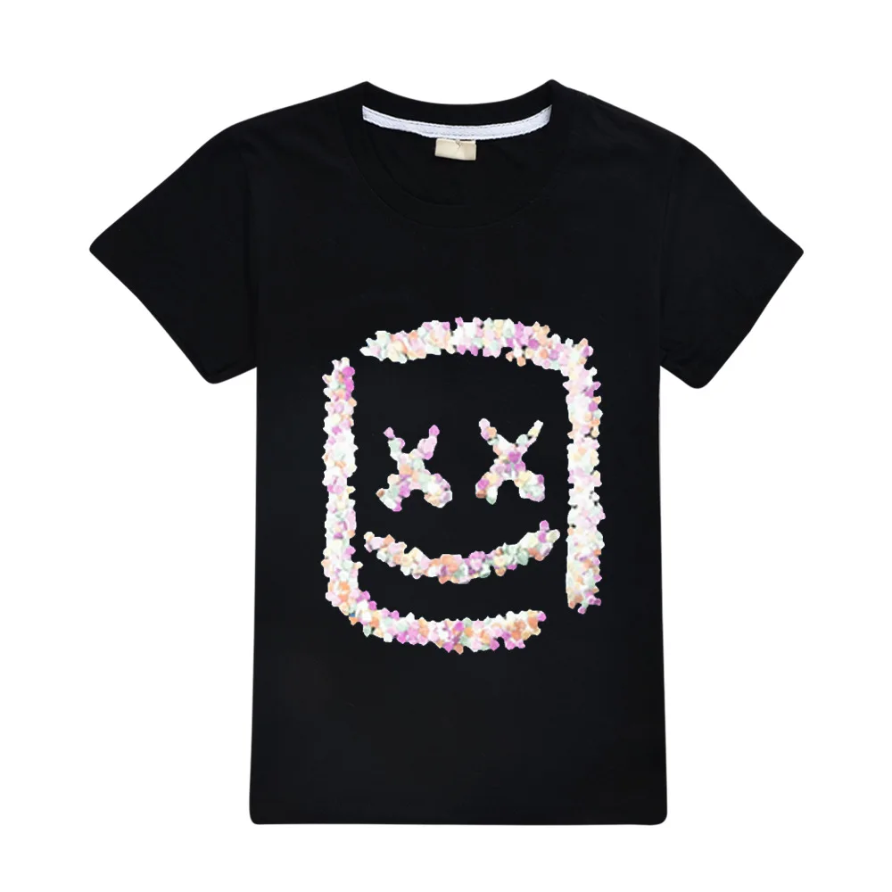 Modis dj marshmello/Детские футболки, одежда с капюшоном, летний топ черного цвета, футболка с короткими рукавами для девочек и мальчиков, хлопок