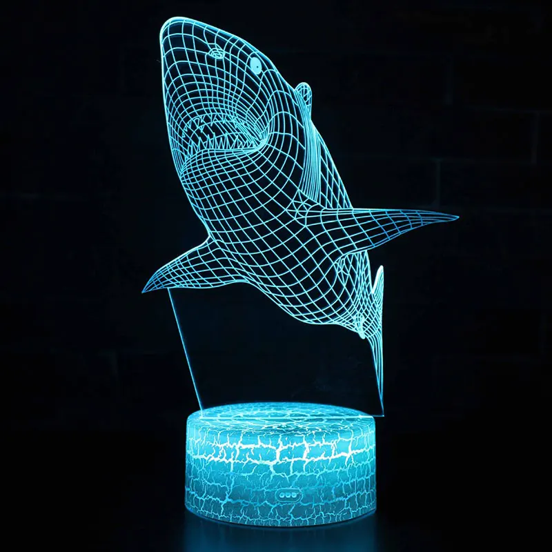 

Shark theme 3D Lamp LED night light 7 Color Change Touch Mood Lamp Christmas present Dropshippping