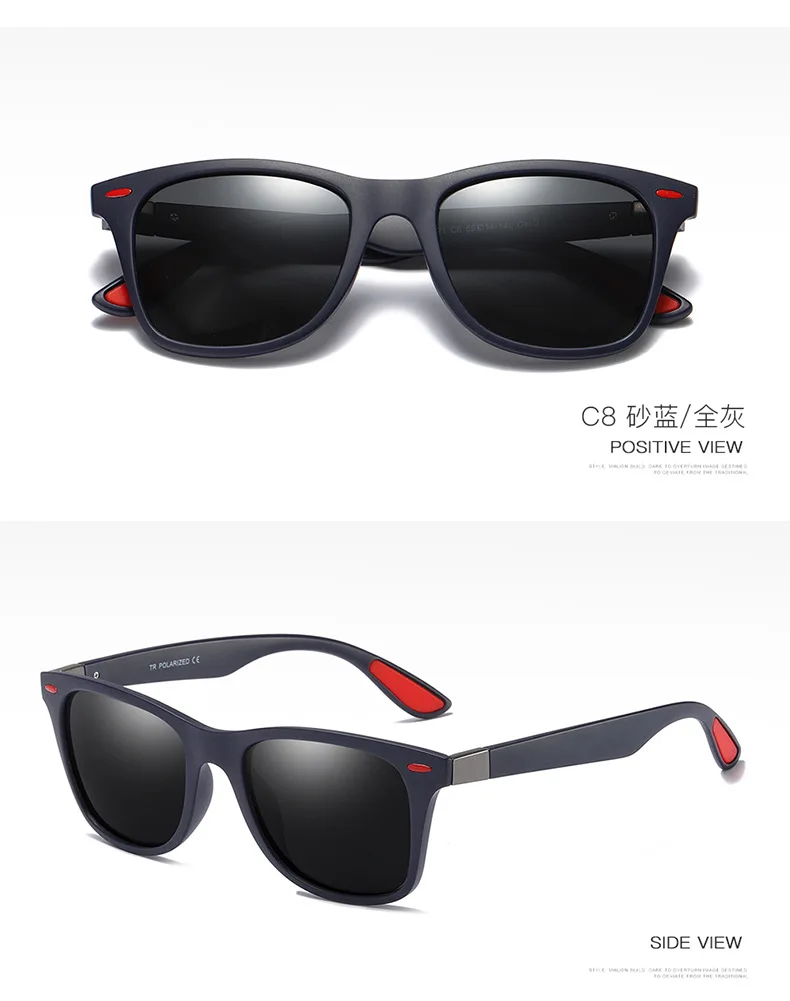 C8 blue red grey Брендовые дизайнерские Классические поляризованные солнцезащитные очки для мужчин и женщин, солнцезащитные очки с квадратной оправой для вождения, мужские очки UV400 Gafas De Sol - Цвет линз: C8 blue red grey