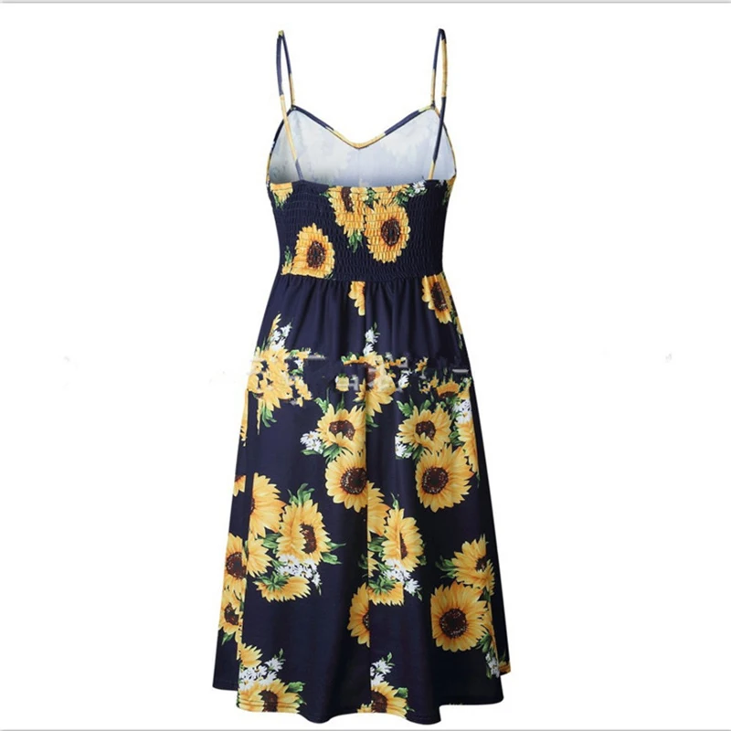 Striped Button Sexy Casual Summer Strap Dress Long Boho Beach Pockets Women Sundress Vestidos Elegant Sunflower Dess Female 2018 | Женская