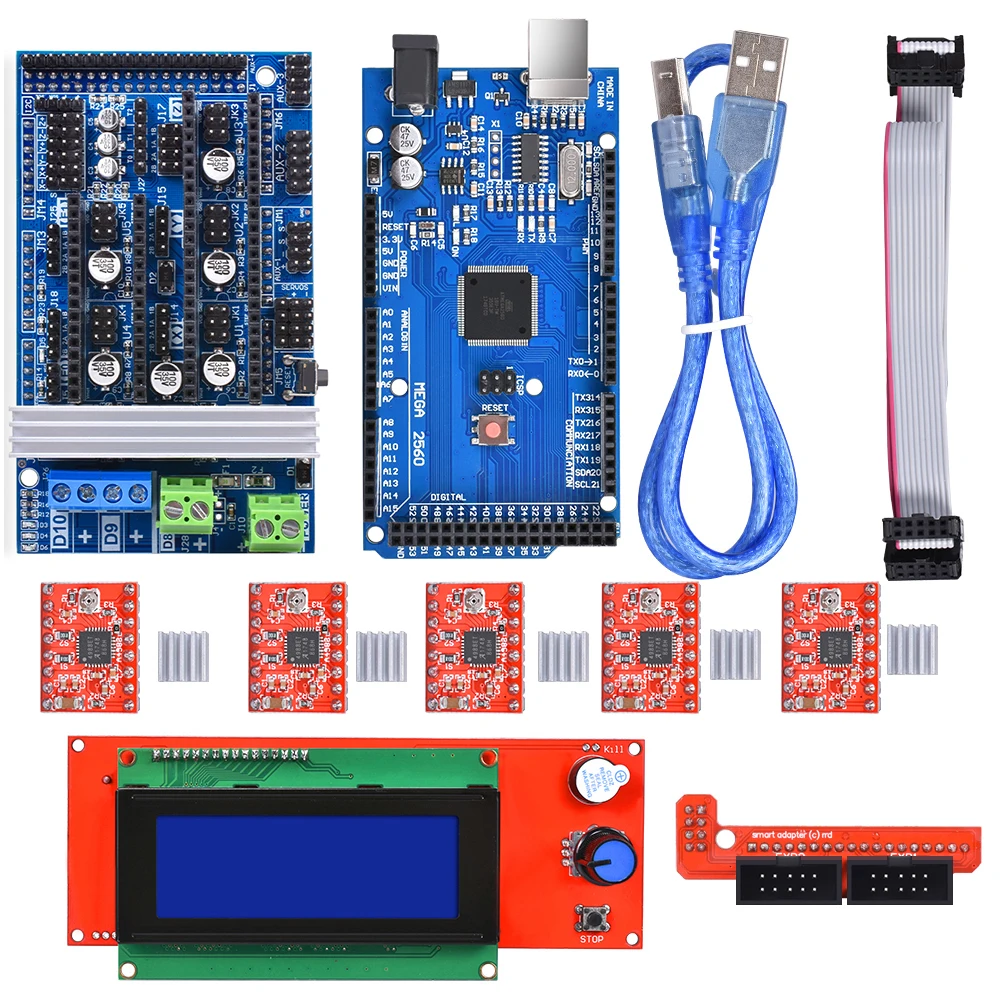 BIQU 3D принтер Часть Ramps 1 6 комплект база на 4 5 с 2004LCD умным контроллером Mega2560 плата
