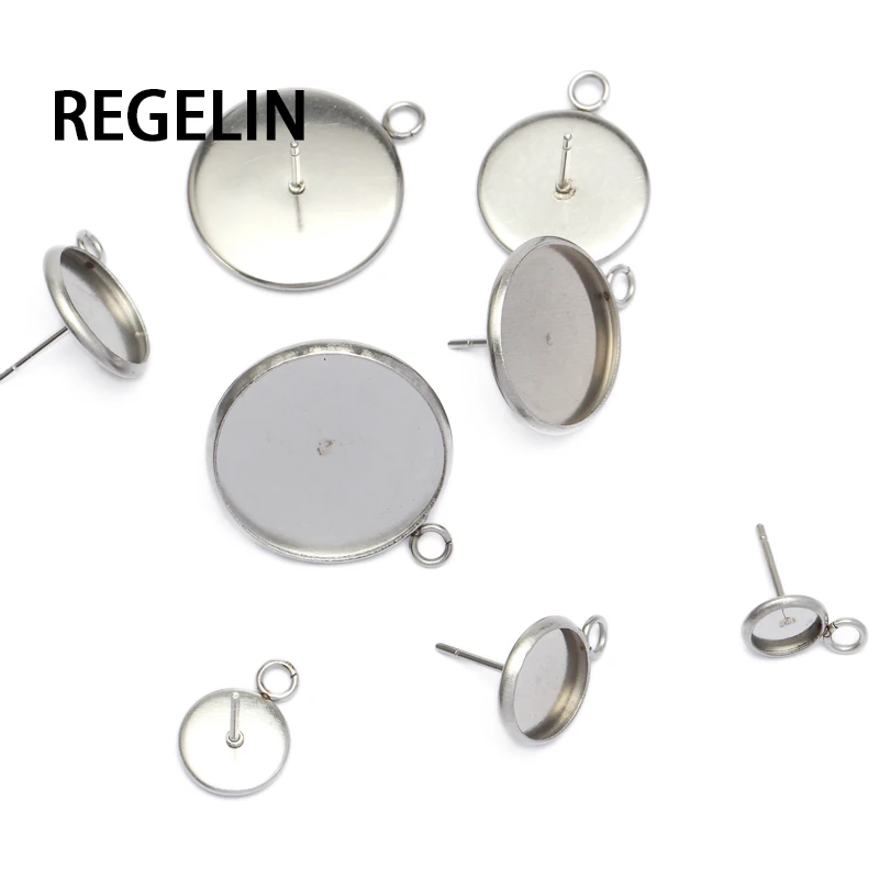 REGELIN DIY серьги из нержавеющей стали 6/8/10/12/14/16/18/20 мм основа кабошона пустые