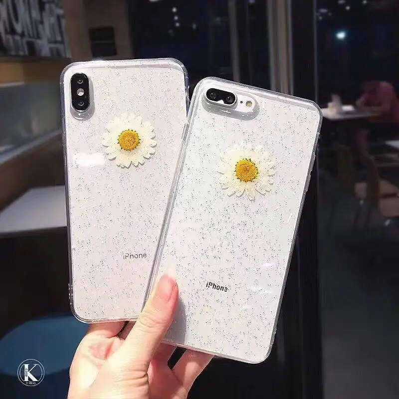 Flash Epoxy New Products For Iphone 66S 6P 78 78plus Xxs Xr Xsmax Dry Flower Transparent Fashion Drop Protection Cover |