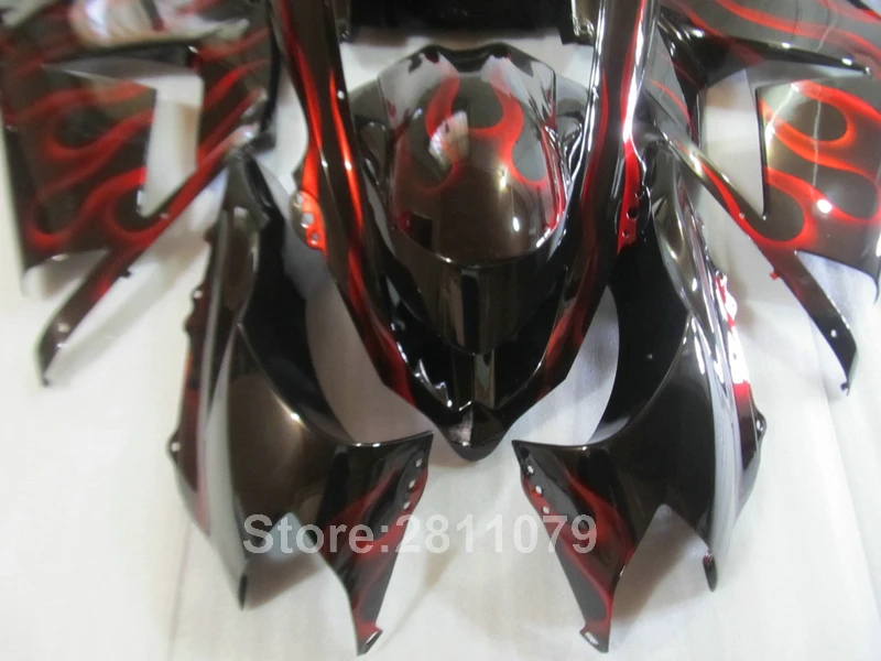 Aftermarket части тела обтекатель комплект для Kawasaki Ninja ZX10R 04 05 Красный Пламя Черный