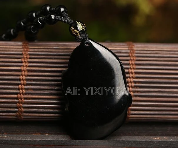 Естественный черный обсидиан вырезанный большой дракон PiXiu счастливая благословенная амулетная подвеска + бесплатное ожерелье модные ювелирные изделия для женщин и мужчин.