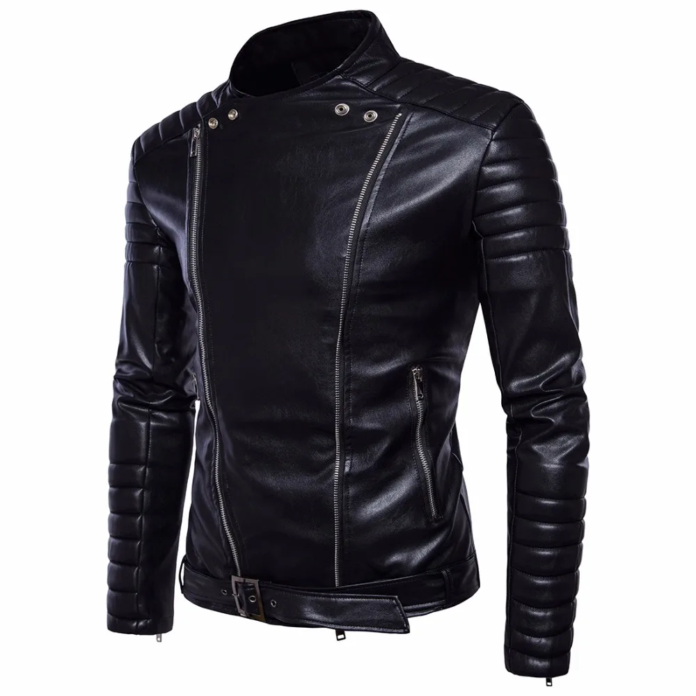 Luxury Vintage Jackets Mens Classic Retro Jacket Black Turn Down Collar Slim Faux Leather Biker Motorcycle Clothing | Мужская одежда