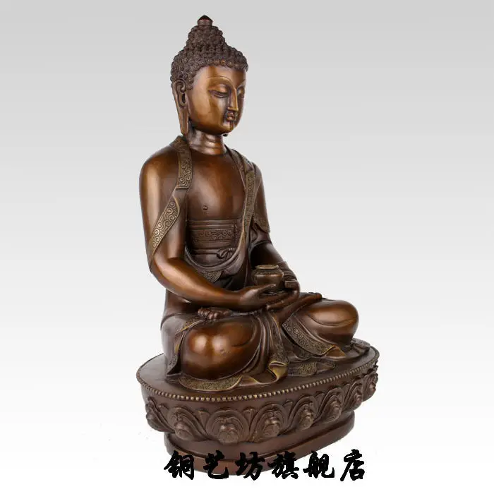 12&quot China Tibet Bronze Buddhism Shakyamuni Buddha Sit Lotus Statue Sculpture | Дом и сад