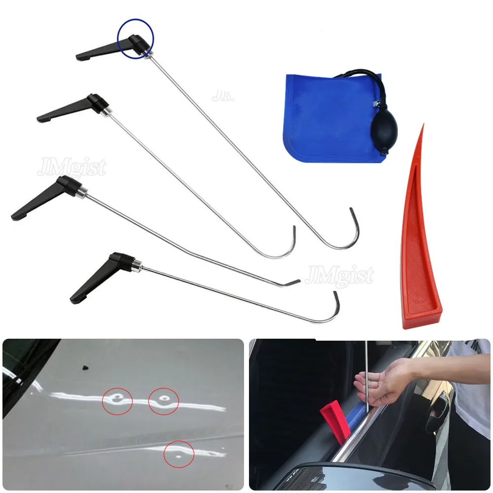 melhor Kits De Ferramentas De Reparo De Remoção De Dente Paintless 4pcs Rotate Hastes Remoção De Danos Causados Por Granizo Ding Carro Reparação Dent Haste Gancho Bomba Cunha
