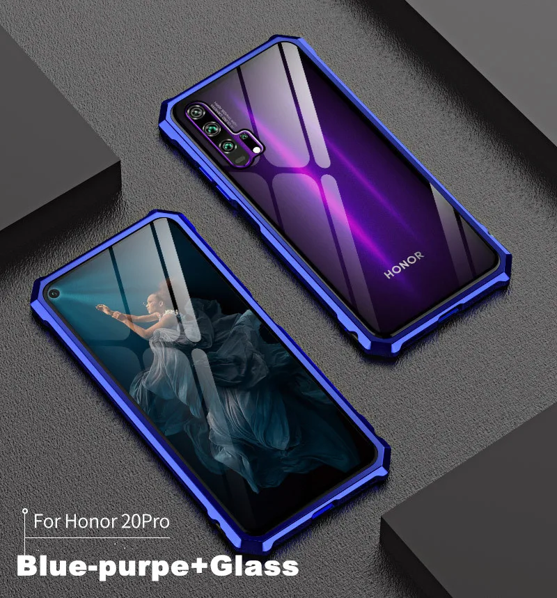 Роскошный металлический защитный чехол-бампер для huawei Honor 20 Pro, чехол, прозрачная задняя крышка для телефона huawei Honor 20 Lite, чехол 20Pro 20i