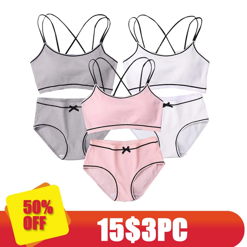 Image color Комплект из 3 предметов, женское нижнее белье, серое хлопковое нижнее белье, комплект из бюстгальтера и трусиков высшего качества, бюстгальтер пуш-ап, бюстгальтер, женское нижнее белье - Цвет: Image color