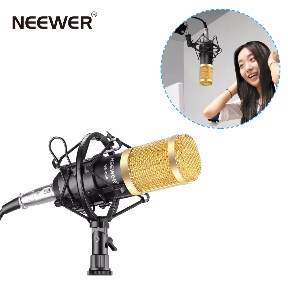 Neewer NW-800 Профессиональная студия вещания запись набор конденсаторный микрофон шарикового типа анти-ветер пена крышка кабель питания черный