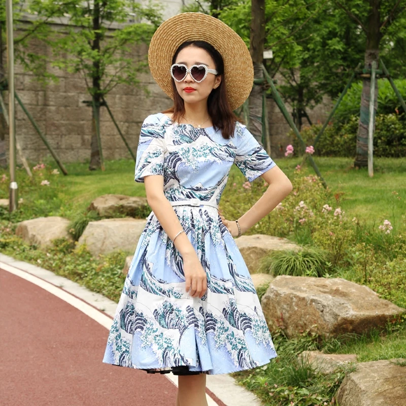 Платье женское винтажное с коротким рукавом 50s|dress stretch|dress for success mendress cobalt |