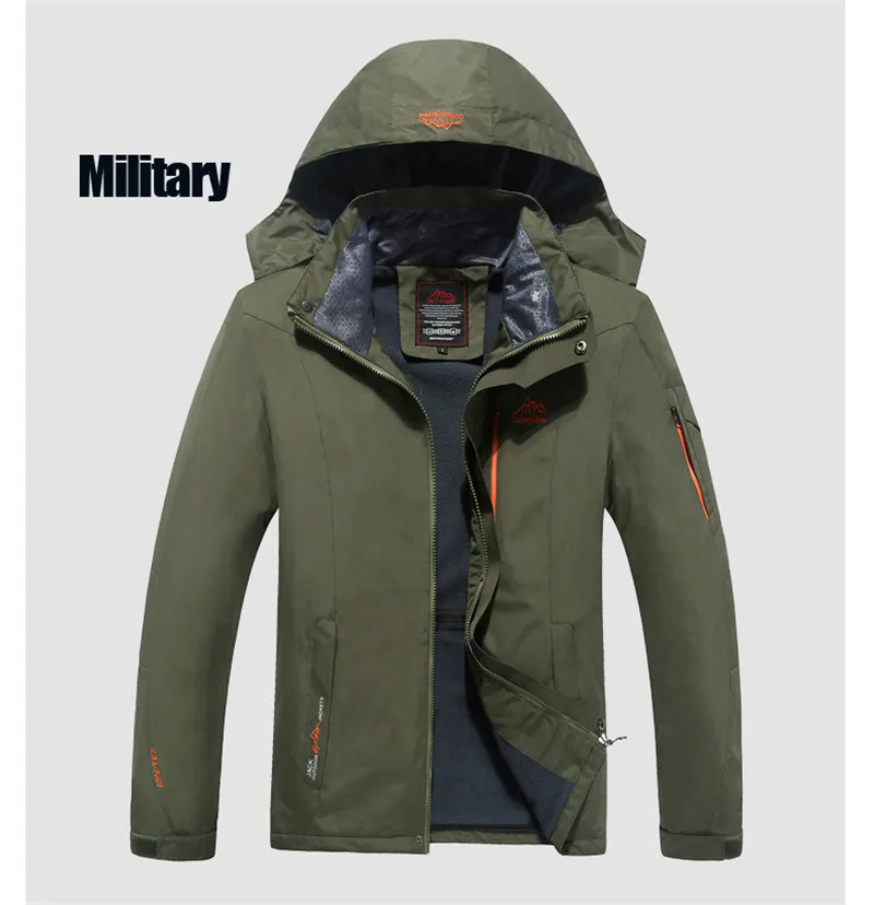 military Жутко и boror Размеры 6XL 7XL 8XL мужской пиджак Демисезонный качество бренда Водонепроницаемый ветрозащитная куртка пальто Туризм горный куртка мужская - Цвет: military