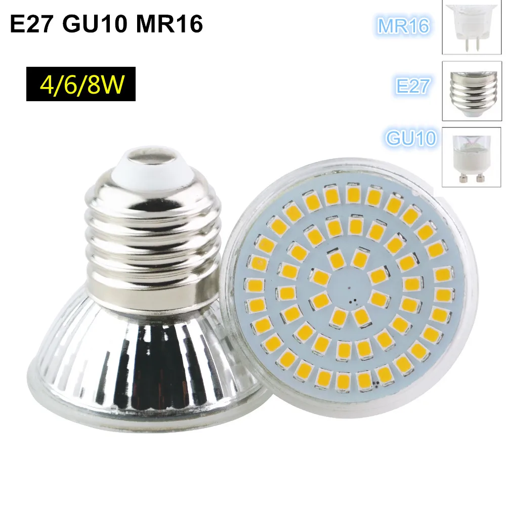 Светодиодный точечный светильник E27 GU10 MR16 220 В SMD2835 36 72 светодиода Домашний