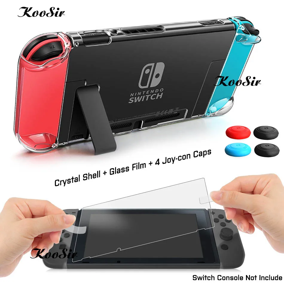 Package 1 Прозрачный чехол для ПК+ Защитная пленка для экрана+ 4 крышки Joycon для kingdoswitch - Цвет: Package 1