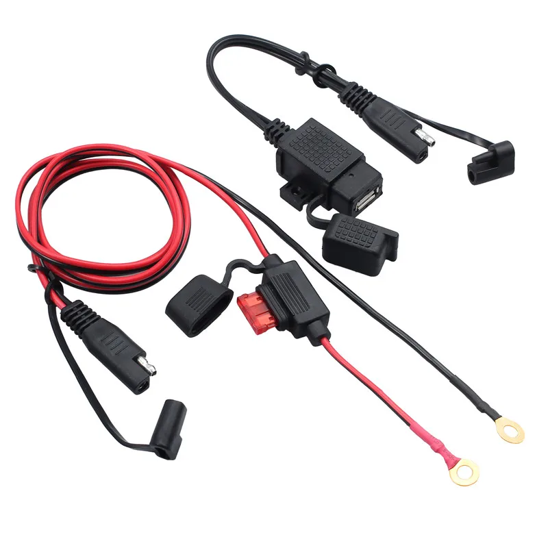 AUTOUTLET 2.1A водонепроницаемый мотоцикл 12 в SAE USB интерфейс кабель с переходником для зарядного устройства Комплект Встроенный предохранитель, аксессуары для телефона gps