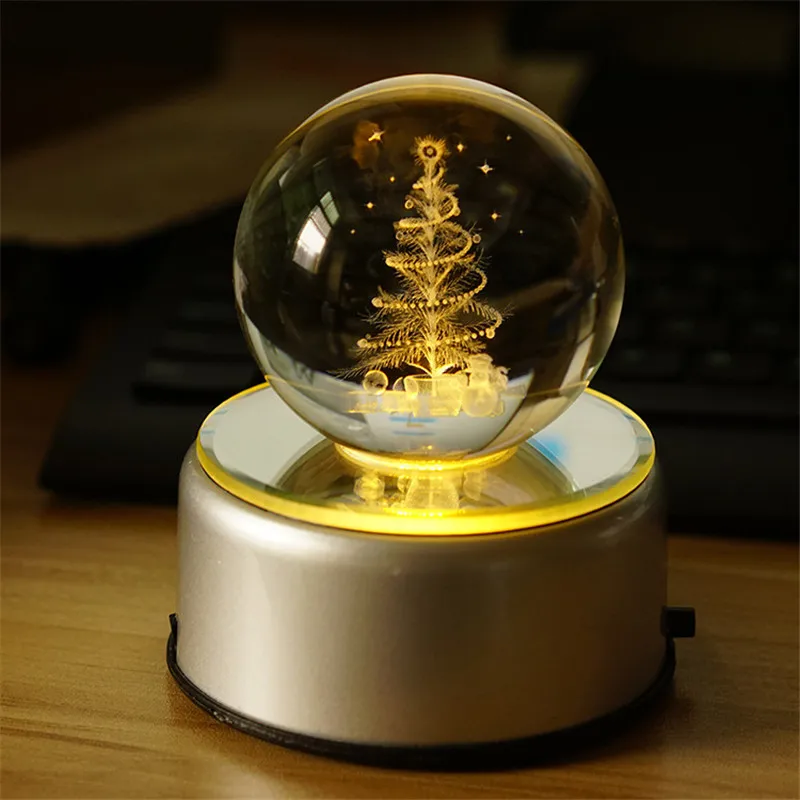 LED хрустальный шар лампа вращающаяся 3D Луна ночник RGB USB перезаряжаемая