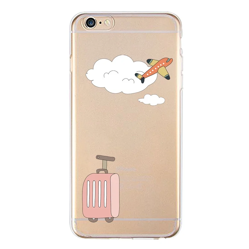 Пляжный мягкий прозрачный чехол из ТПУ для iPhone 4/4S 5 5S 6 6plus 7 8plus x силиконовый с