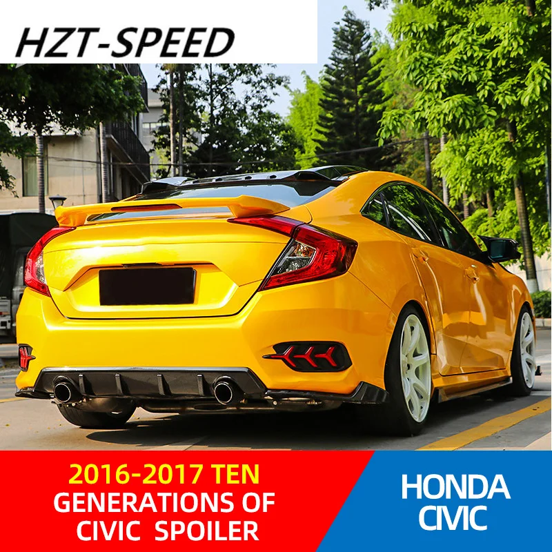 Задний спойлер для HONDA 10 поколения CIVIC 2016-2017 спортивный стиль без перфорации
