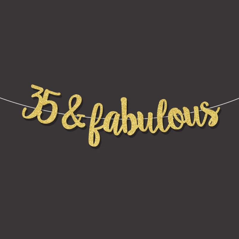 gold Золотой/черный/серебряный блеск 35& замечательный баннер 35th happpy День Рождения Декор 35 юбилейные праздничные украшения поставки - Цвет: gold