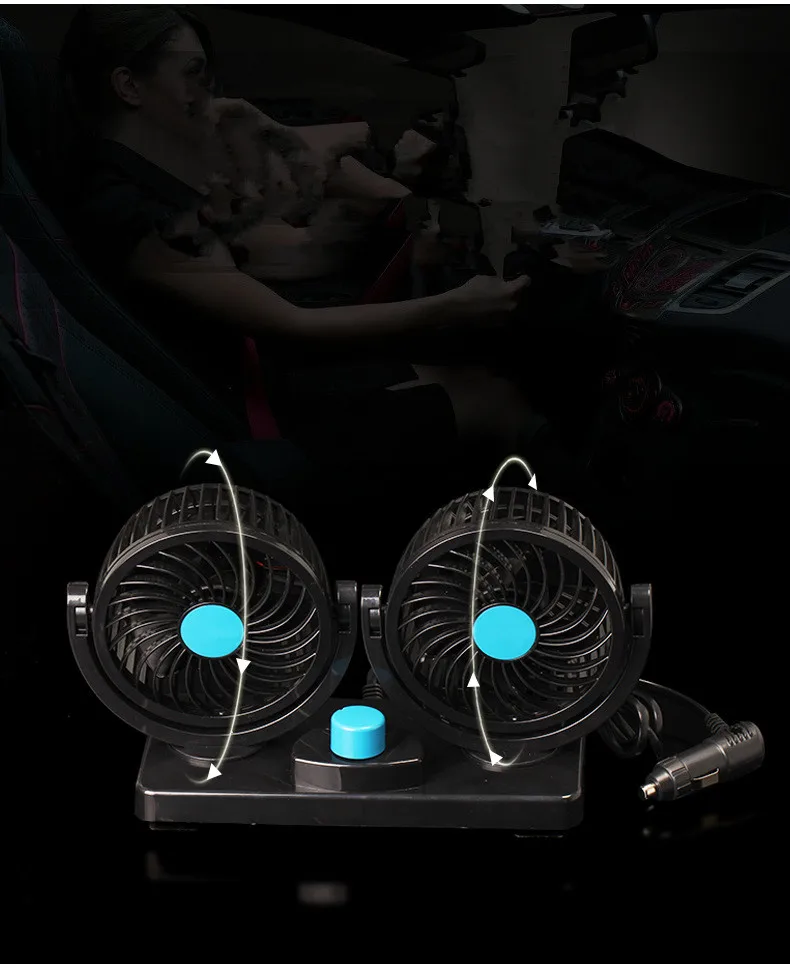 

12V&24V Mini Electric Car/truck Fan Low Noise Summer Air Conditioner 360 Degree Rotating 2 stops Car BUS VAN Fan Air Cooling Fan