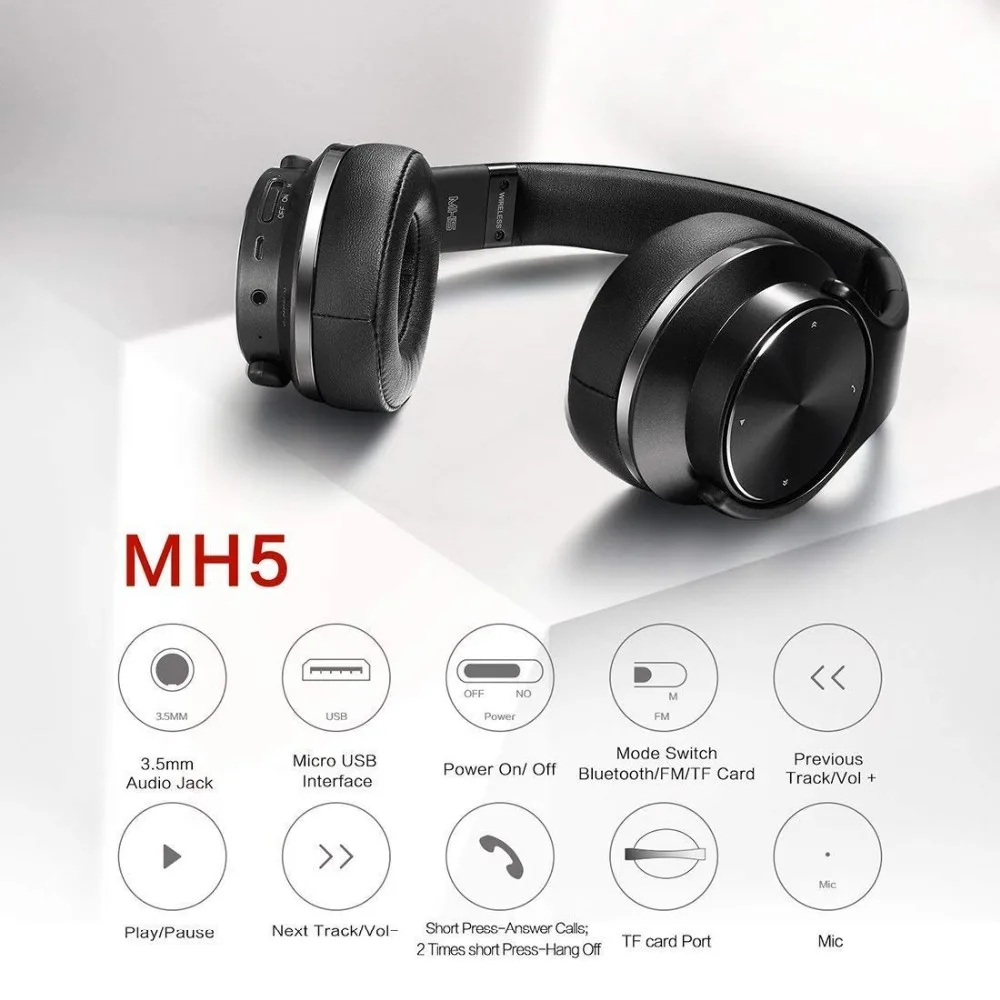 2-в-1 Bluetooth наушники с Динамик, Беспроводной складные наушники стерео Bluetooth гарнитуры Поддержка проводном режиме FM и TF карты