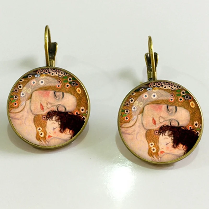 Классические серьги Gustav Klimt The Kiss ювелирные изделия винтажные 18 мм круглые