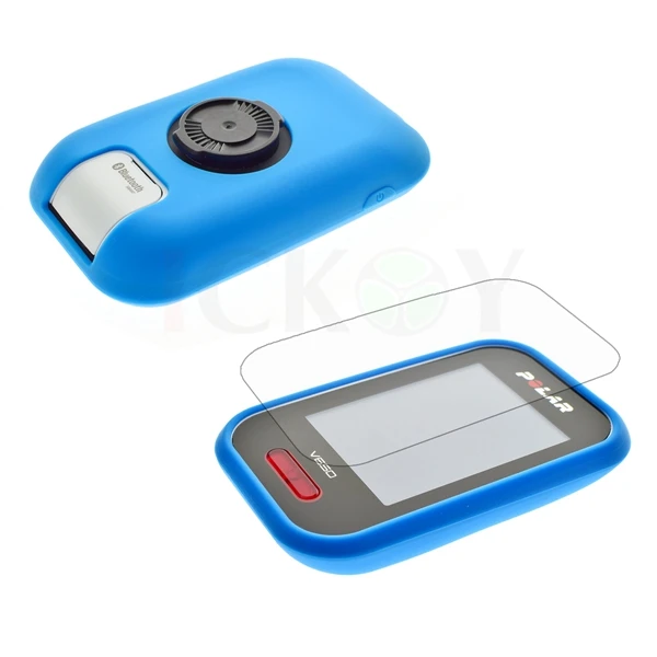 Sky Blue Резиновый защитный кожаный чехол+ прозрачная защитная пленка для экрана для велосипедного компьютера gps Polar V650 разные цвета - Цвет: Sky Blue