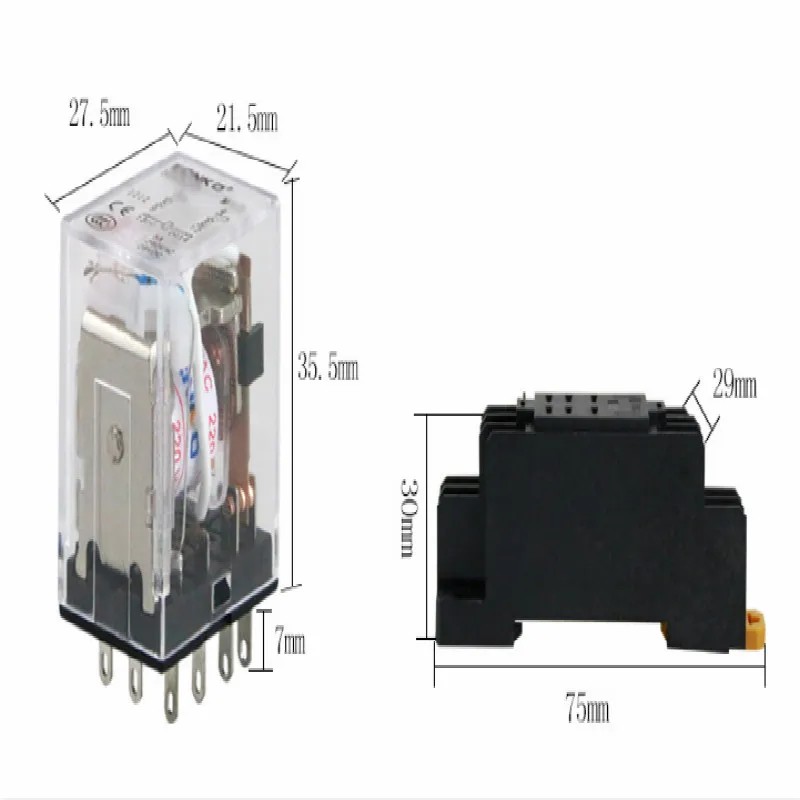 

HH54P AC12v AC24V Intermediate electromagnetic relay 12v relay 24V rele relay DC110V DC36V 14feet 3A free shipping
