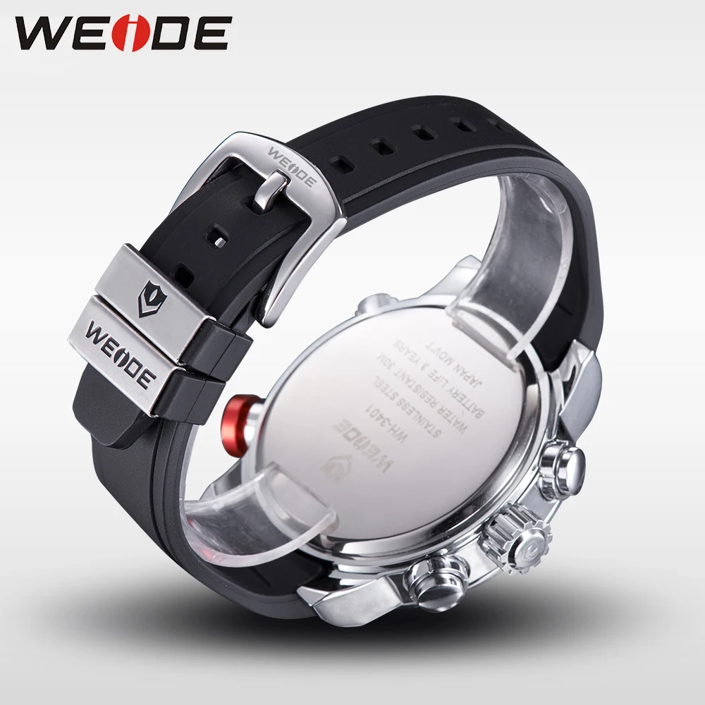 WEIDE военные мужские спортивные часы с кожаным ремешком и будильником наручные