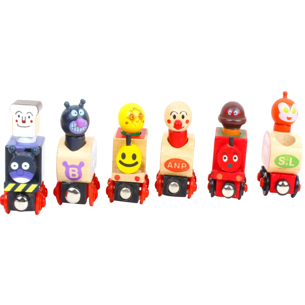 Детские деревянные развивающие игрушки 6 машин с цветным изображением Магнитный
