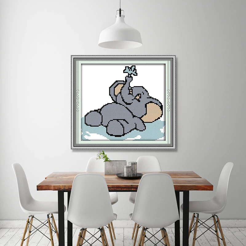 Набор для вышивки крестиком сделай сам с водяным спреем в виде маленького слона