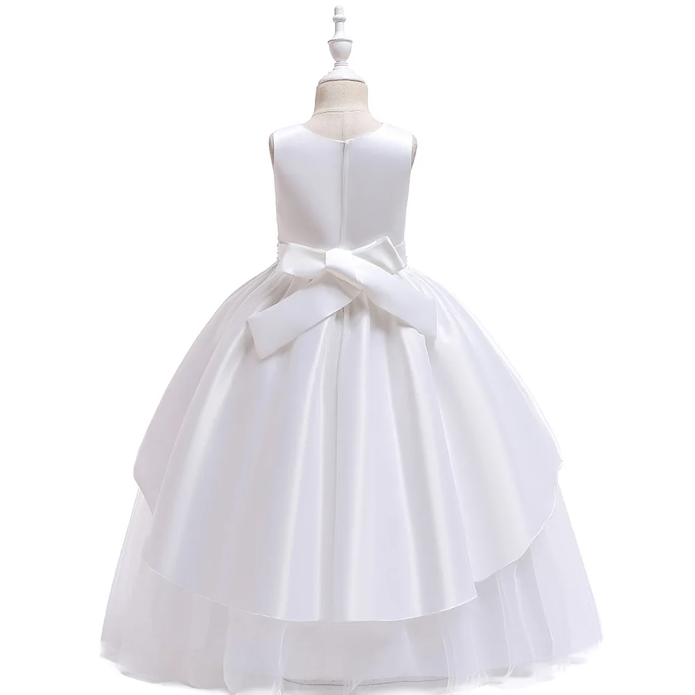 

Lovely Flower Girl Dresses for Wedding Satin Ballgown Long First Communion Dresses In Stock 4-12 Years